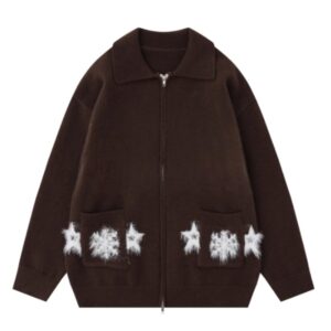 Classic Vintage Brown Zipper Sweater