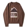 Cartoon House Print Crew Neck Sweater