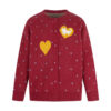 Red Cardigan with Heart and Dog Print
